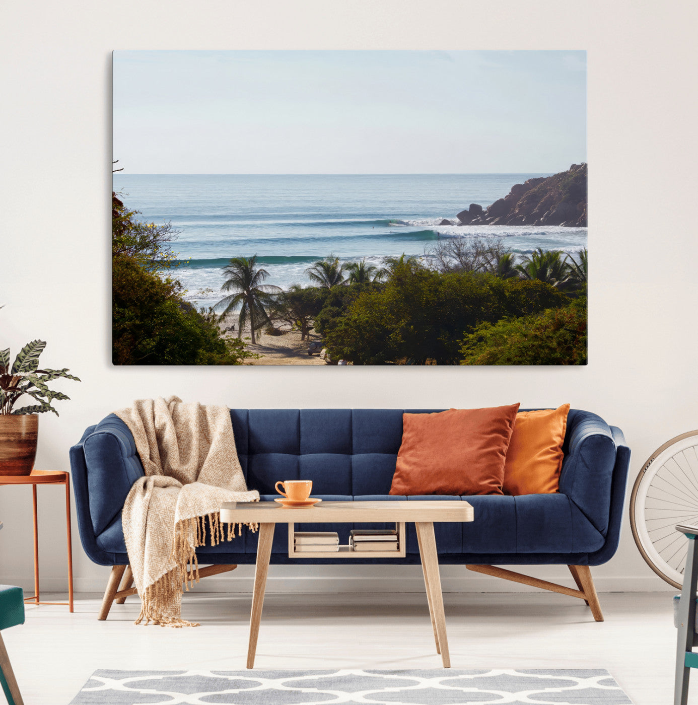 87750525-MGV-CV-36X24-Tropical Beach Scene Wall Art Canvas Print – Framed Coastal Art Picture Ocean Artwork for Home Office, Living Room