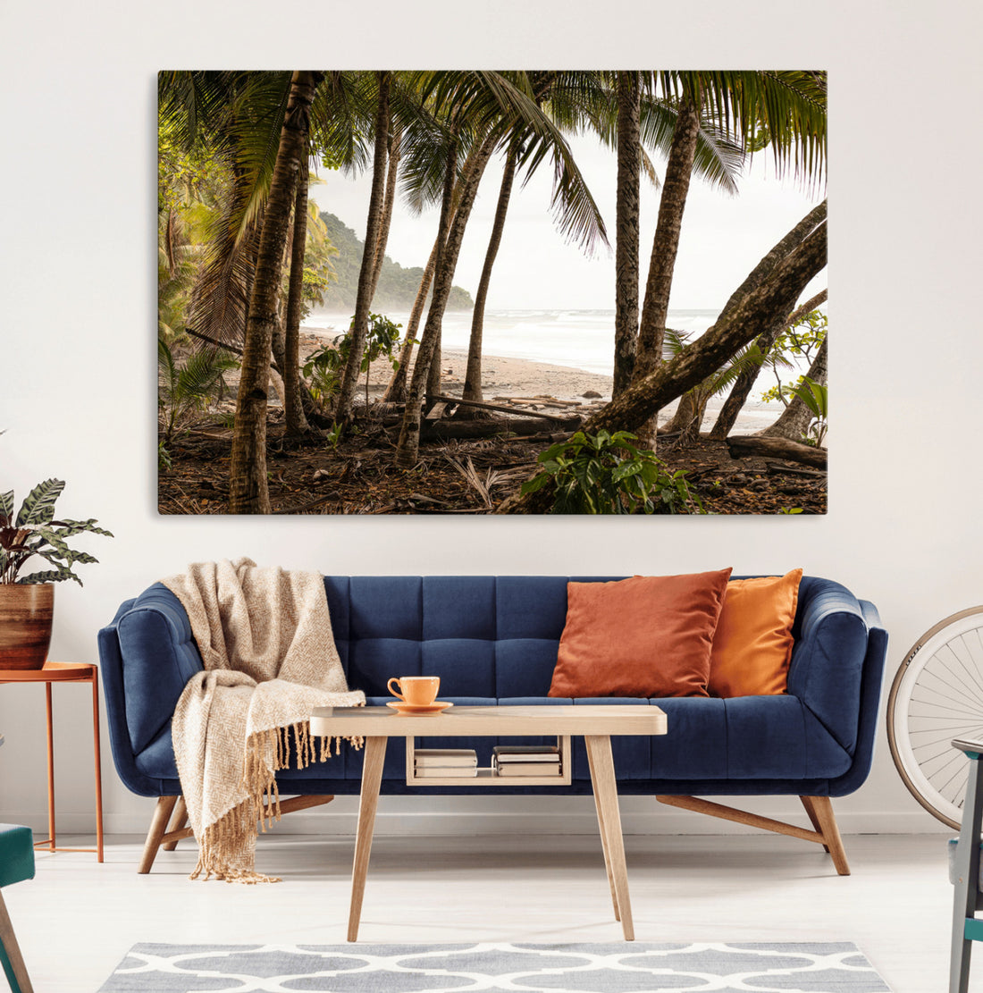 Tropical Jungle Wall Art Canvas Print, Framed Palm Tree Forest Art, Coastal Escape Decor