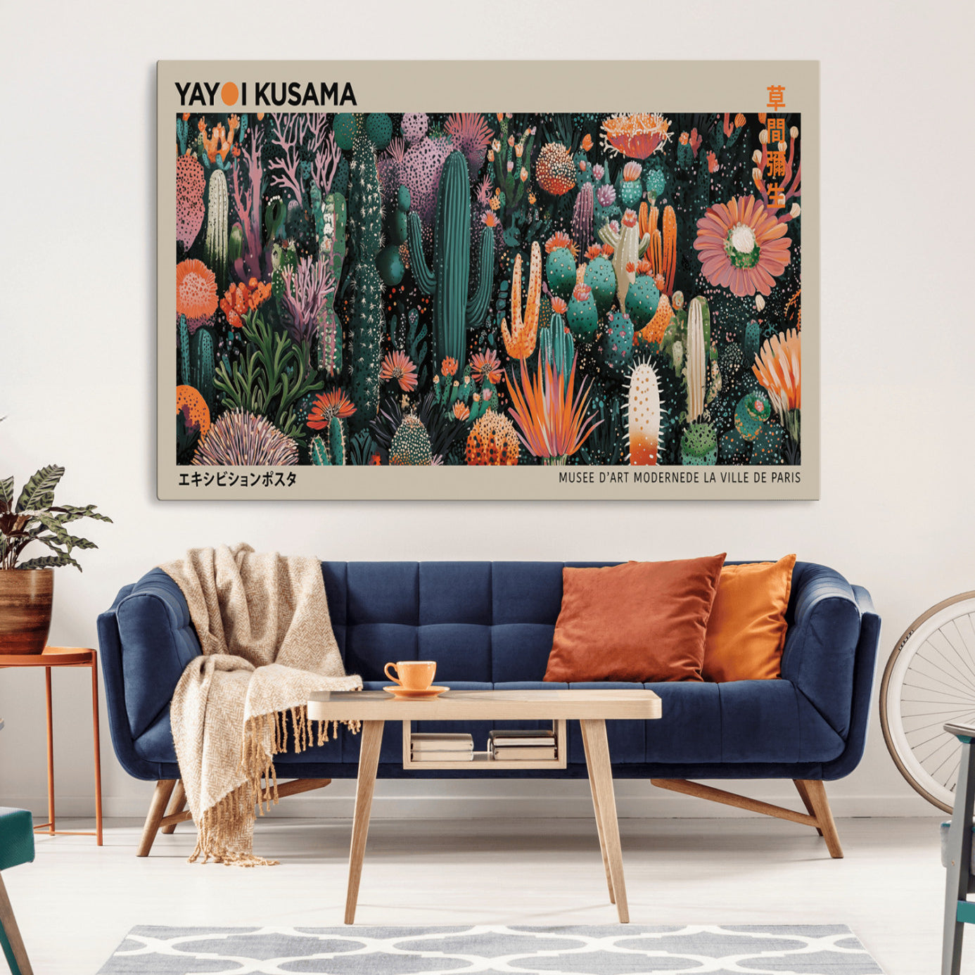-Yayoi Kusama Art Print, Yayoi Kusama Canvas Wall Art, Abstract Mount Fuji Canvas Print, Japanese