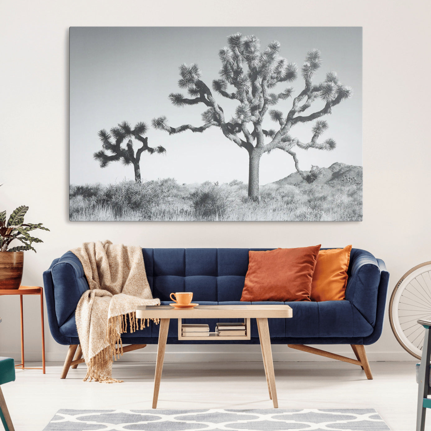 -Calm Earthy Aesthetic Wall Art Canvas Print, Framed Arid Terrain Decor Art Picture Print, Joshua Tree Perfect Rustic Minimalist Decor Artwork