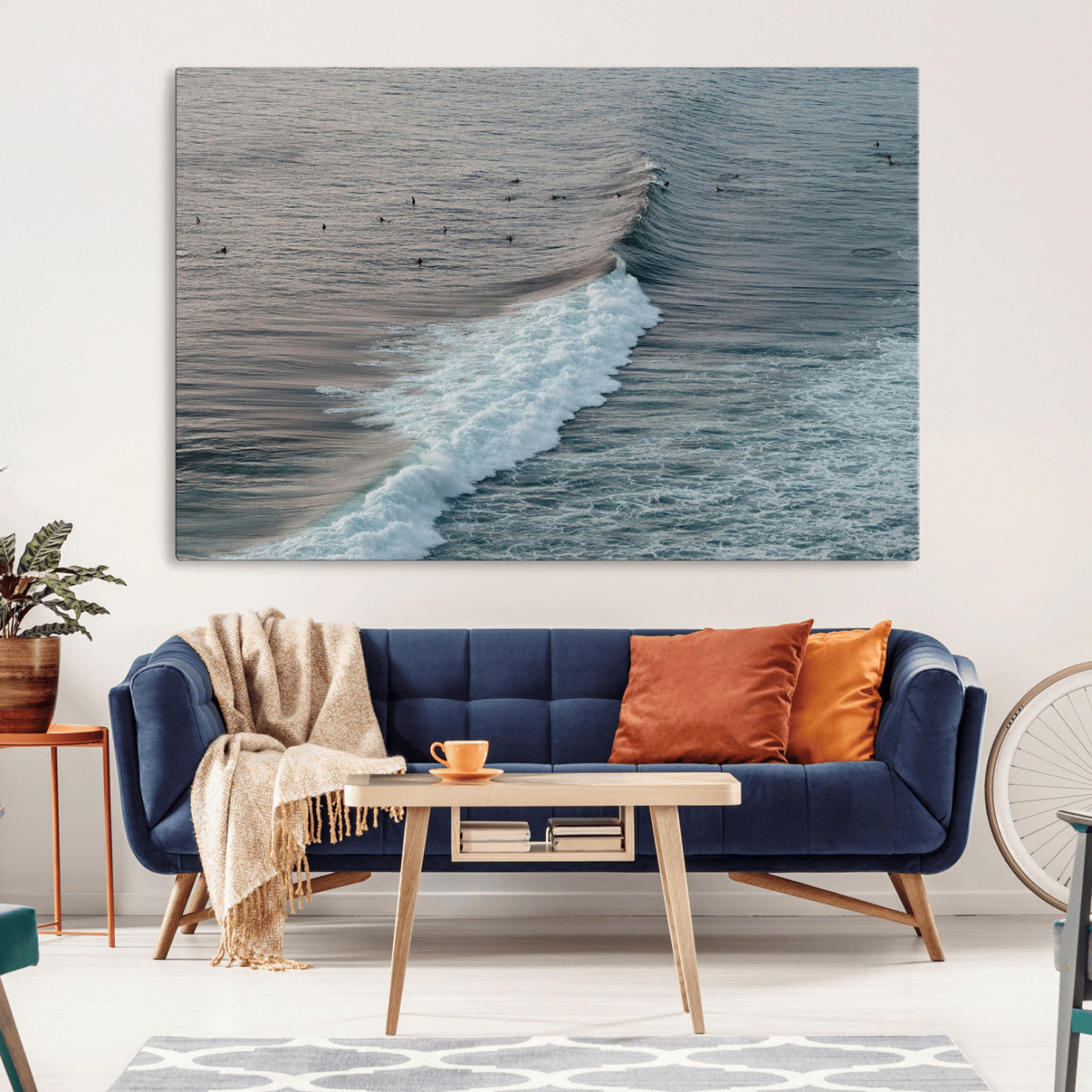 -Ocean Waves Wall Art Canvas Print – Framed Coastal Serenity Surf Nature Scene Artwork for Home Office