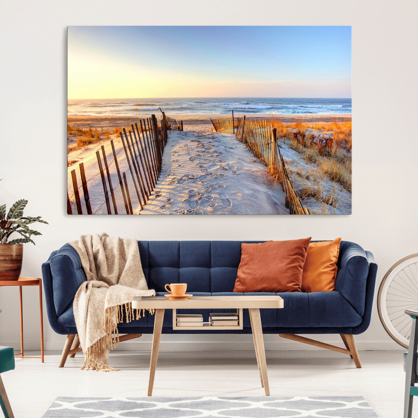 73351887-MGV-CV-36X24-Ocean Sunset Wall Art Canvas Print – Nautical Beach Photography Summer Coastal Serenity Artwork for Home, Office