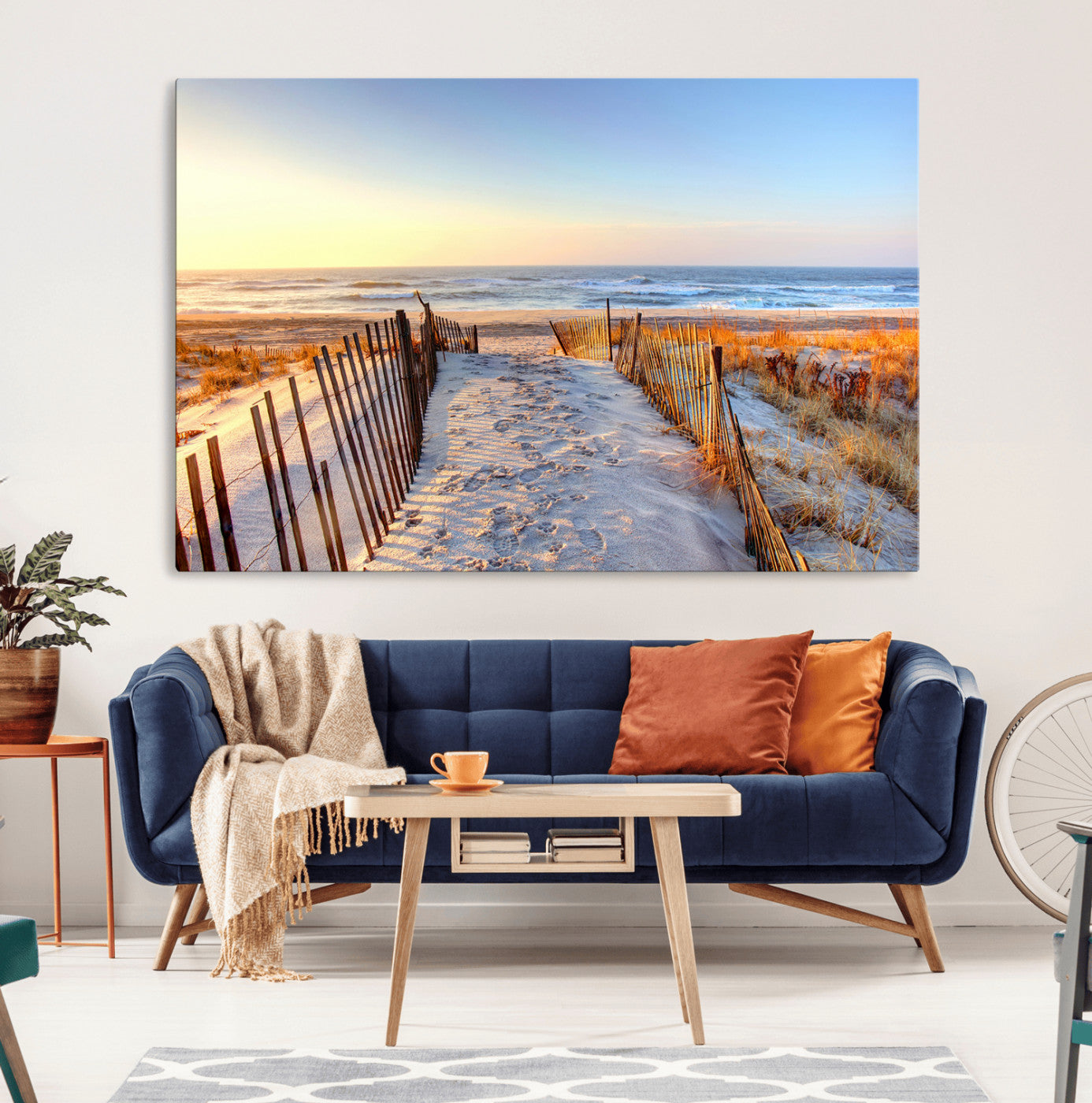73351887-MGV-CV-36X24-Ocean Sunset Wall Art Canvas Print – Nautical Beach Photography Summer Coastal Serenity Artwork for Home, Office