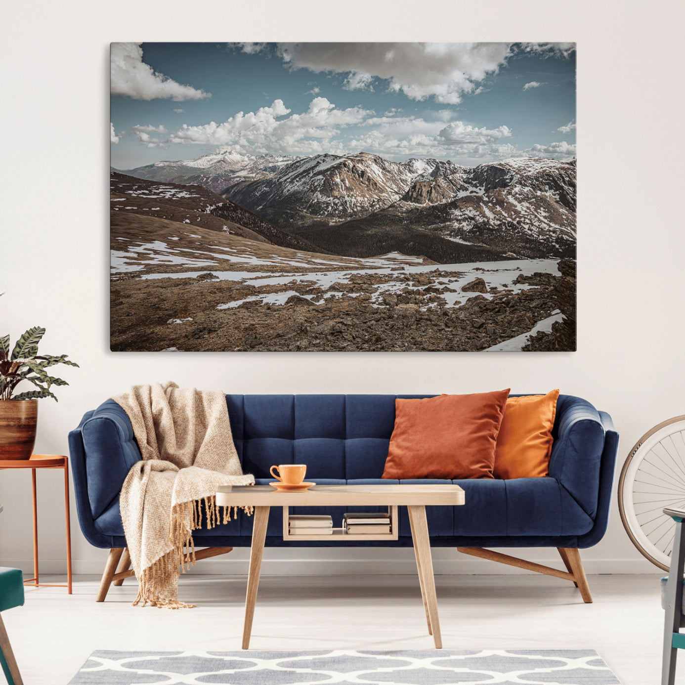 -Mountain Landscape Wall Art Canvas Print – Framed Snowy Peaks Rugged Highlands Nature Scene Artwork for Home Office