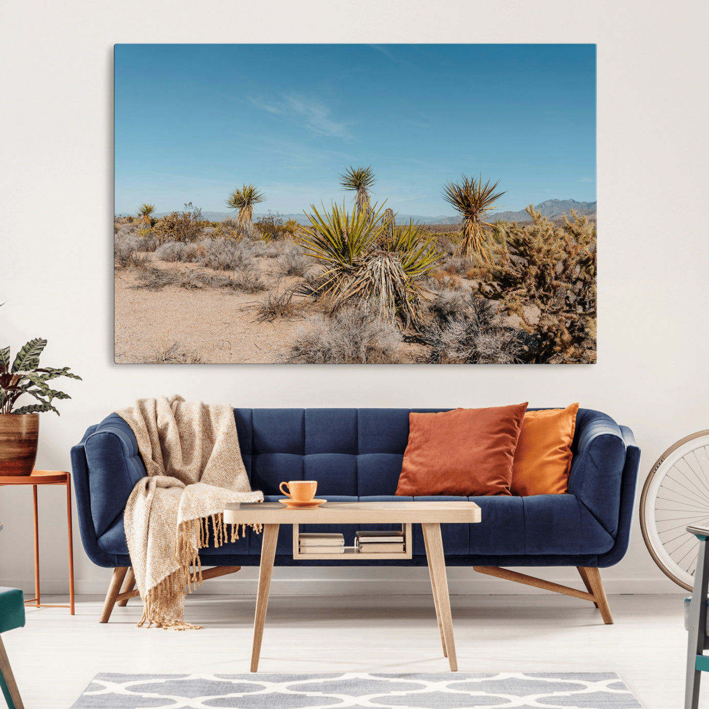 35156165-MGV-CV-36X24-Joshua Tree Wall Art Canvas Print – Framed Desert Landscape Warm Earth Tones Southwestern Minimalist Artwork for Home, Office