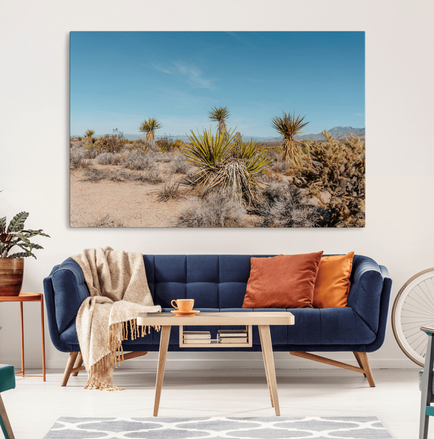 35156165-MGV-CV-36X24-Joshua Tree Wall Art Canvas Print – Framed Desert Landscape Warm Earth Tones Southwestern Minimalist Artwork for Home, Office