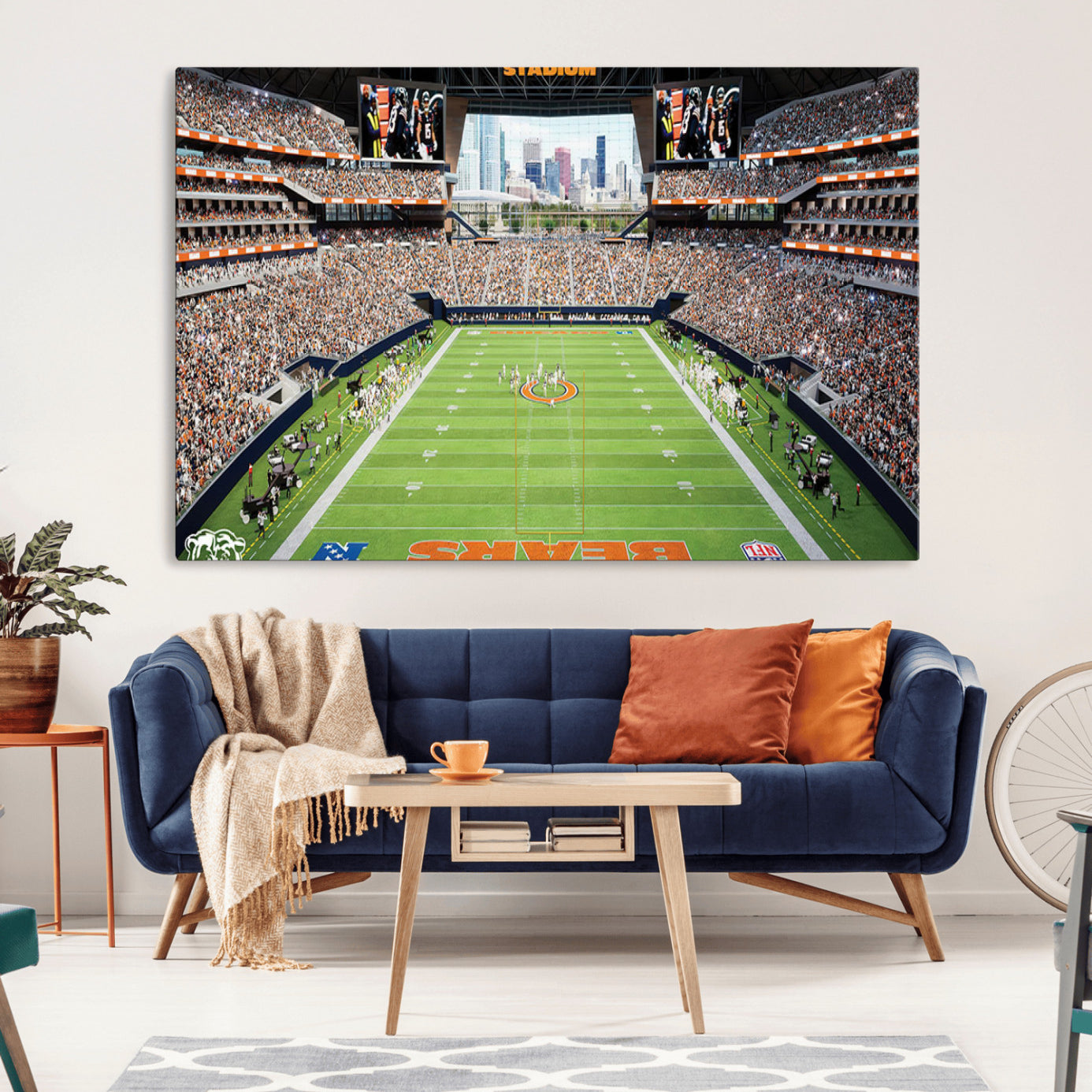 -Chicago Bears Soldiers Field Wall Art Canvas Print – Framed Football Stadium Artwork for Home, Office, Living Room