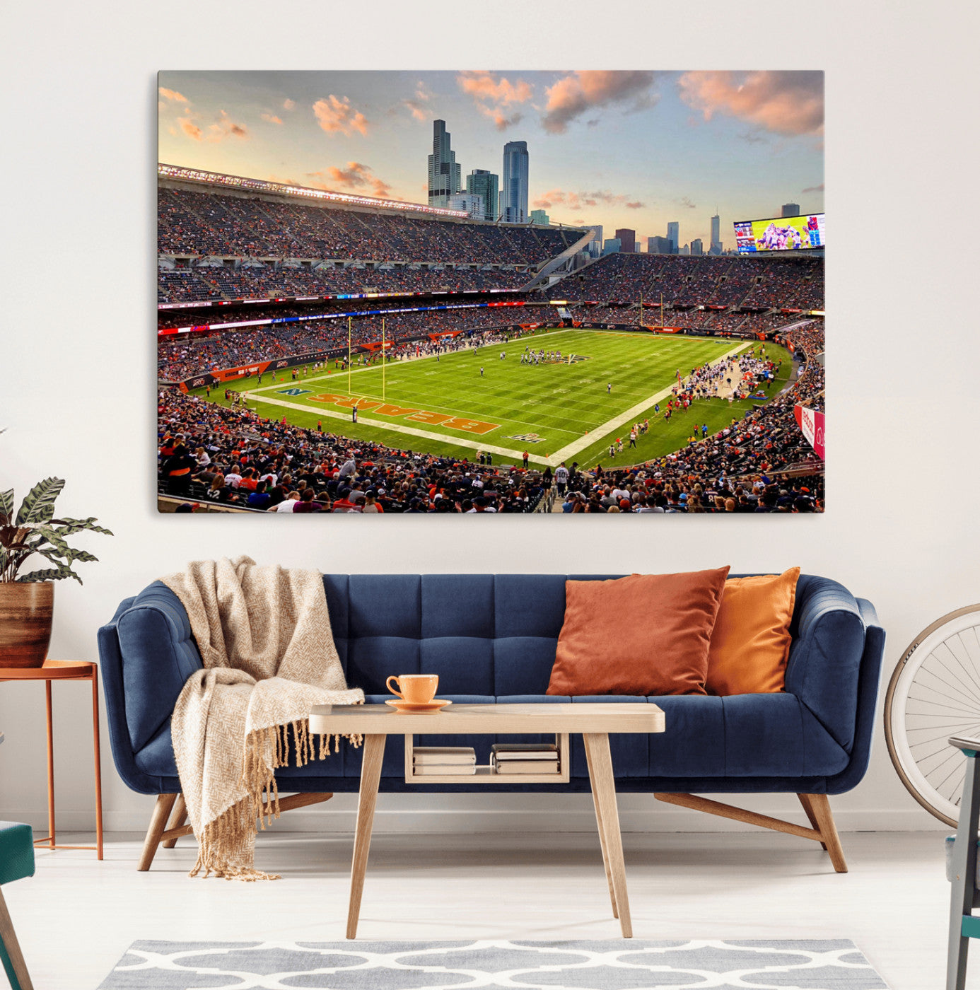 55377093-MGV-CV-36X24-Chicago Bears Soldiers Field Wall Art Canvas Print – Framed Football Stadium Artwork for Home, Office, Living Room