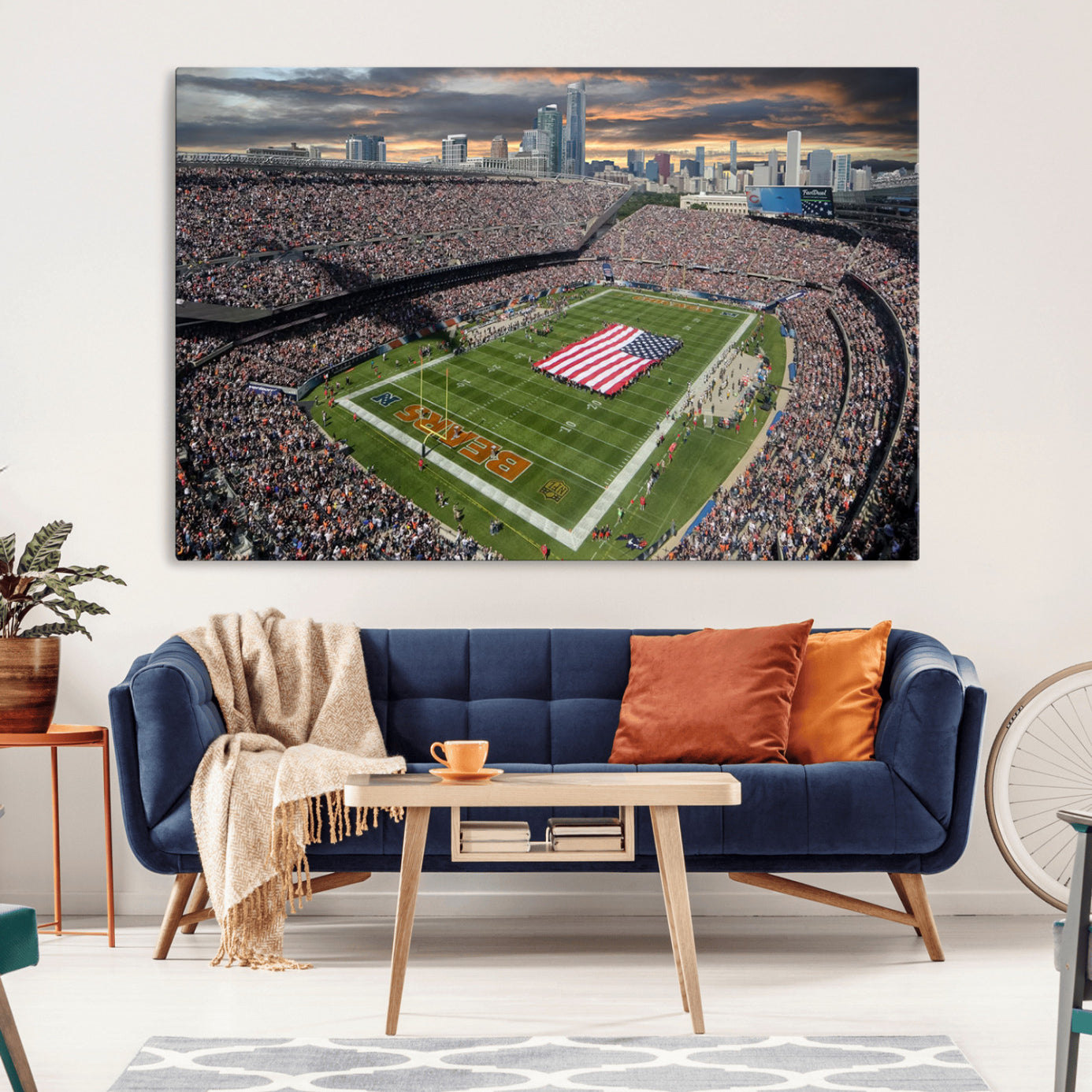 -Chicago Bears Soldiers Field Wall Art Canvas Print – Framed Football Stadium Artwork for Home, Office, Living Room