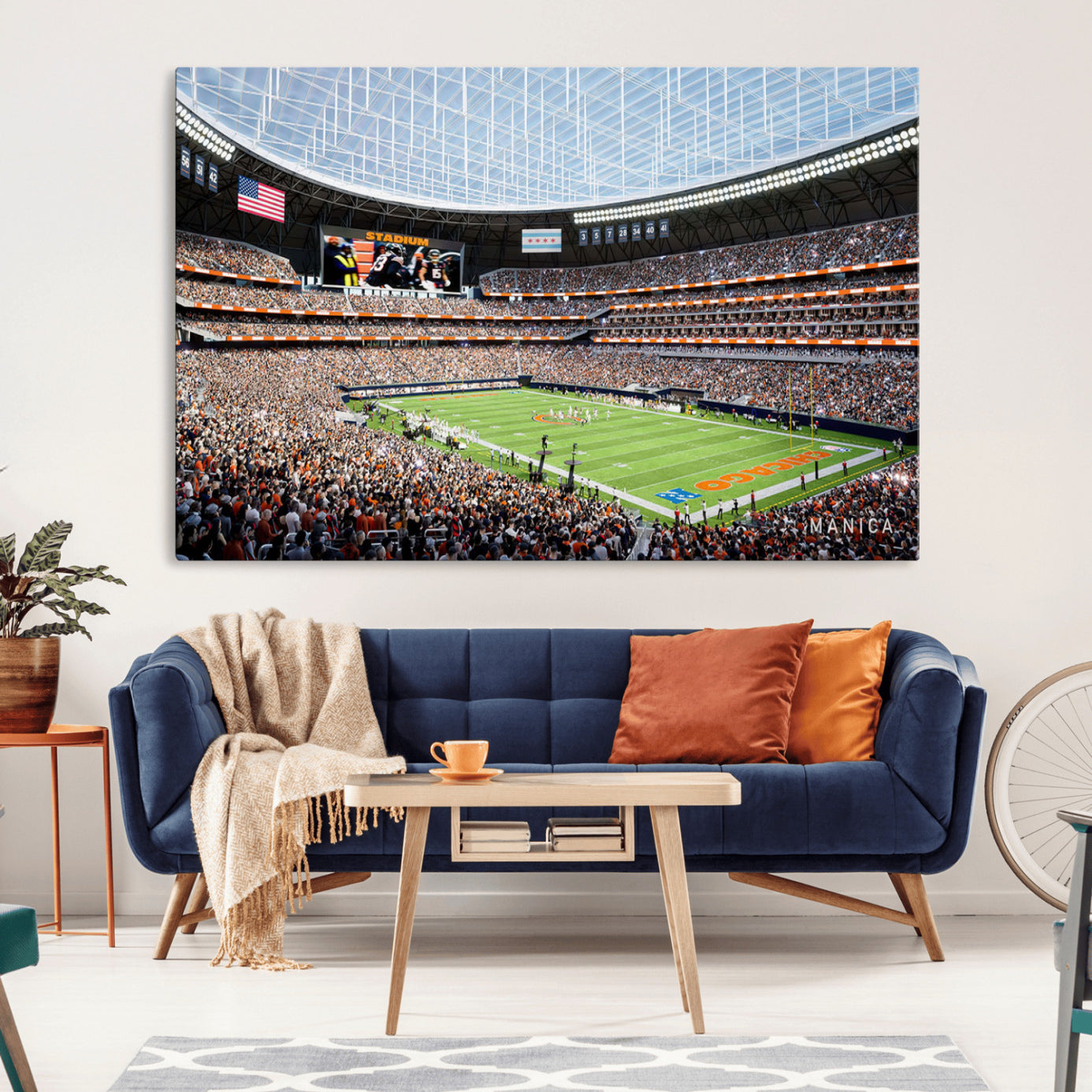 -Chicago Bears Soldiers Field Wall Art Canvas Print – Framed Football Stadium Artwork for Home, Office, Living Room