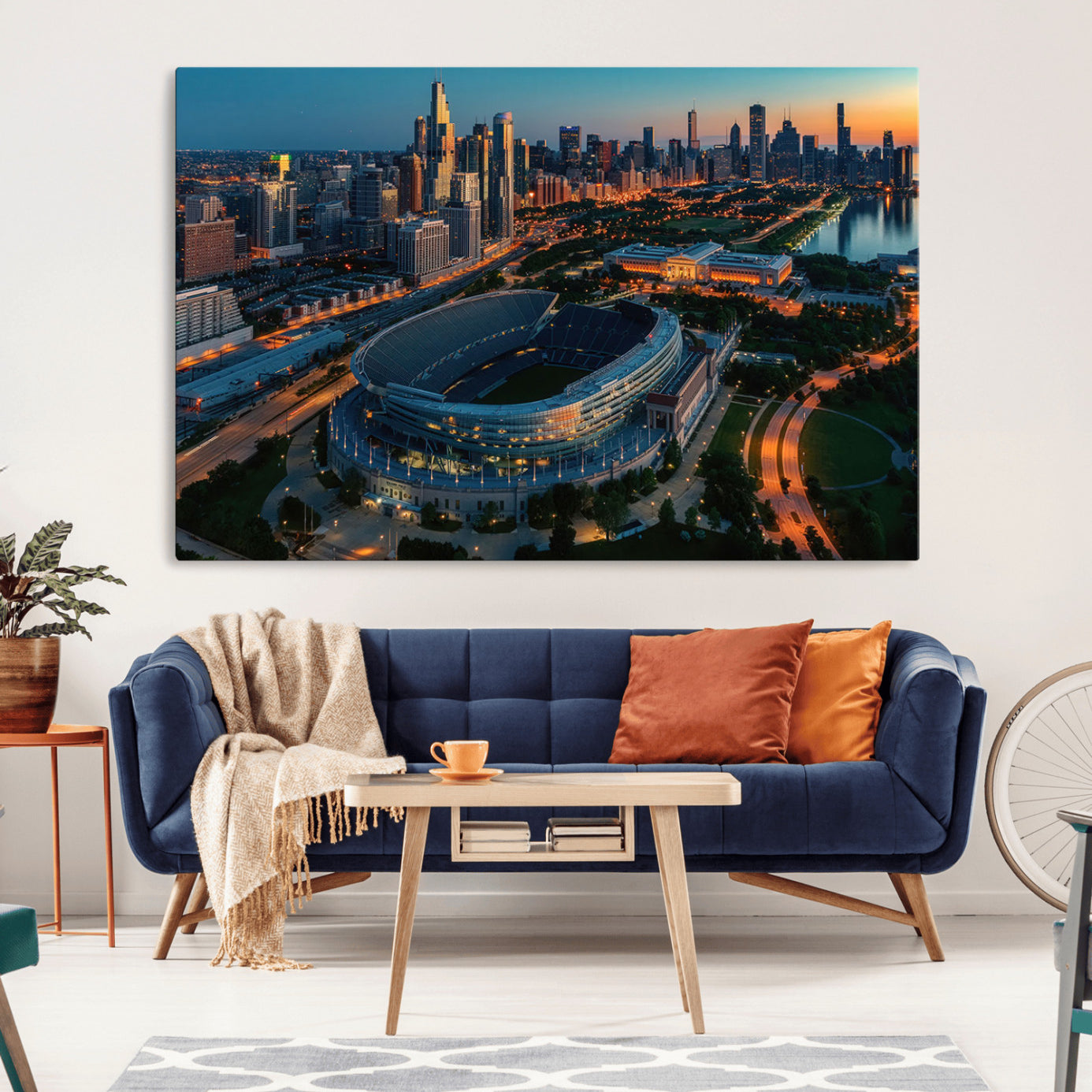 -Chicago Bears Soldiers Field Wall Art Canvas Print – Framed Football Stadium Artwork for Home, Office, Living Room