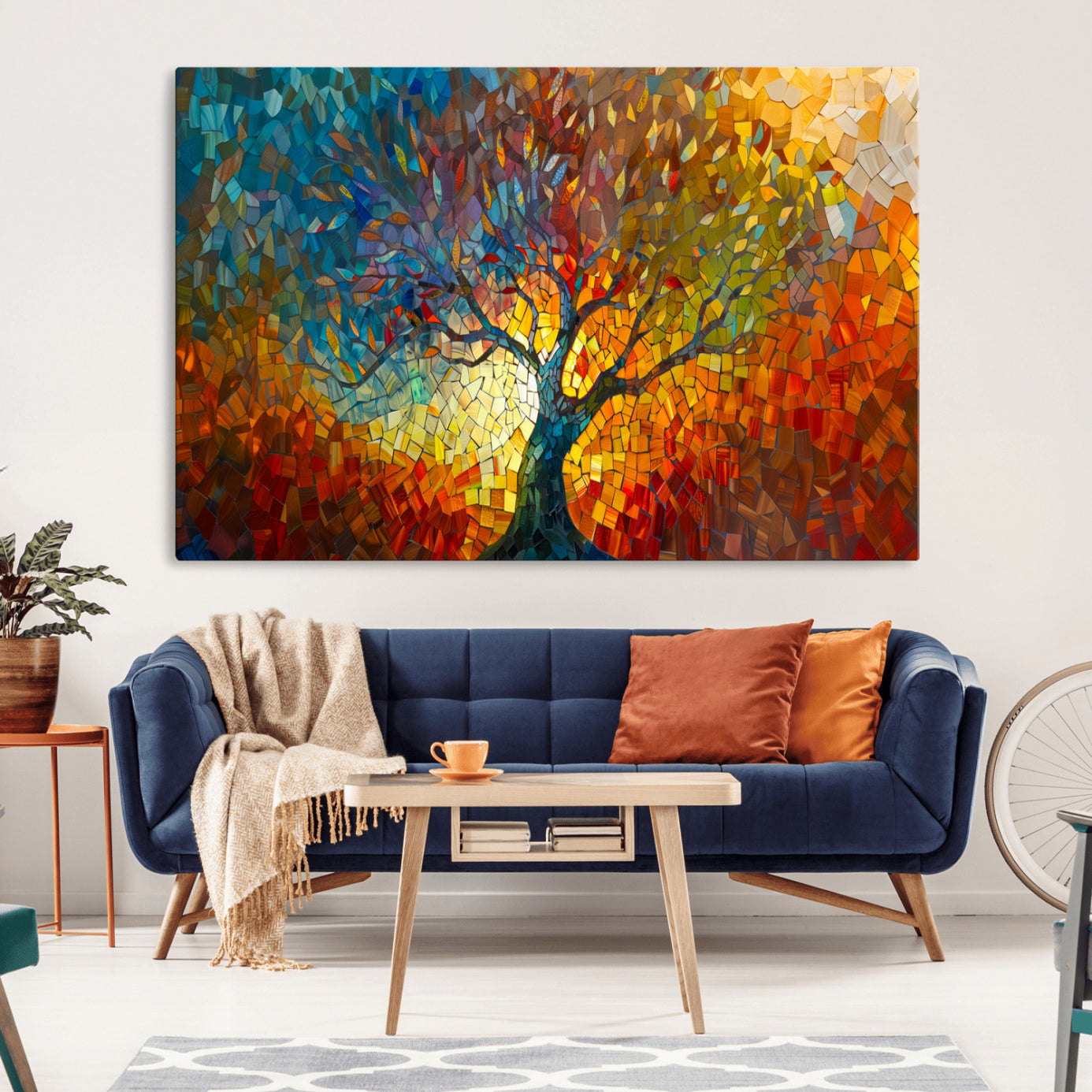 -Yggdrasil Tree of Life Mosaic Stained Glass Wall Art, Tree of Life Mosaic Wall Art Canvas Print