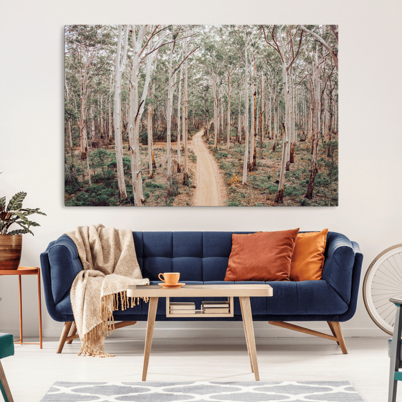 24760563-MGV-CV-36X24-Forest Dirt Road Canvas Wall Art Print, Scenic Woodland Pathway, Tall Trees Nature Canvas for Living Room or Office 1 Panel Wrapped Canvas