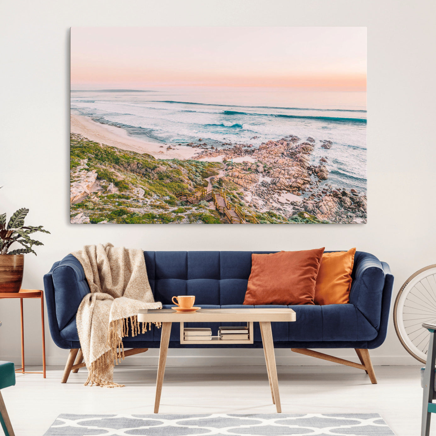 27332135-MGV-CV-36X24-Coastal Cliffside Canvas Wall Art Print, Ocean Shore Landscape Decor, Large Scenic Beach Canvas for Living Room or Office 1 Panel Wrapped Canvas
