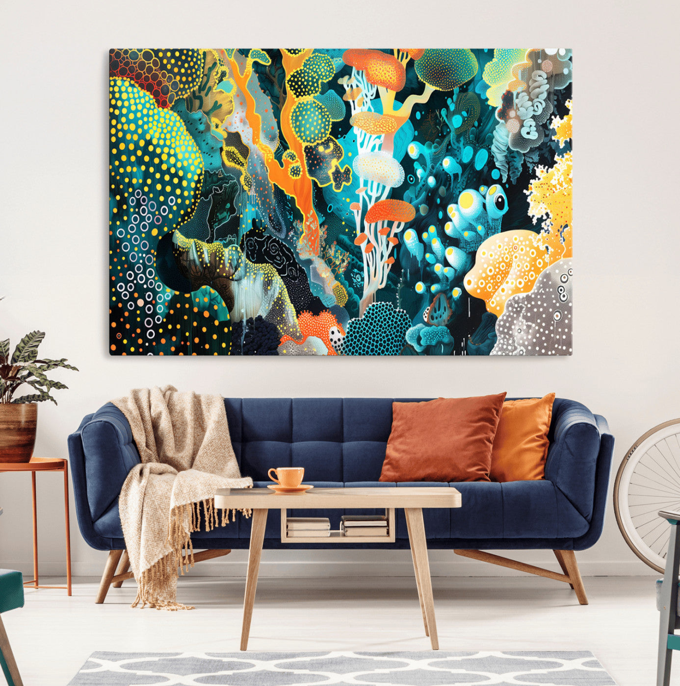 47458936-MGV-CV-36X24-Vivid Underwater Coral Reef Wall Art Canvas Print, Colorful Ocean Fantasy Marine Life Decor for Home, Office