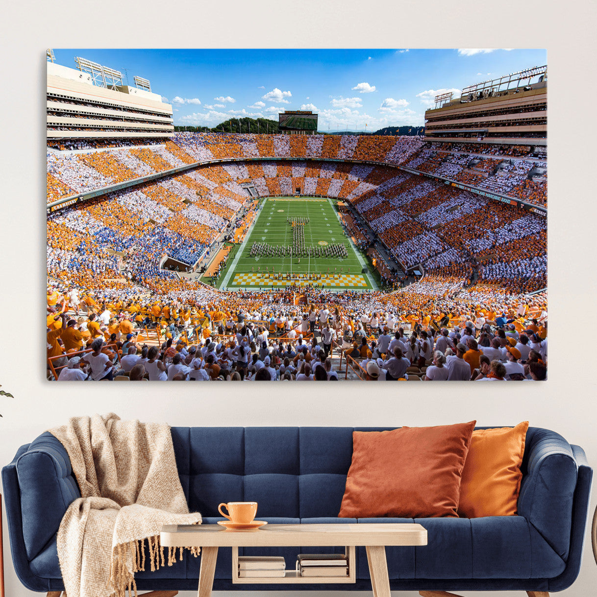 77097951-MGV-CV-36X24 - Tennessee Neyland Stadium Wall Art, Sports Arena Canvas Print, Panoramic Stadium Canvas Artwork for Home, Office