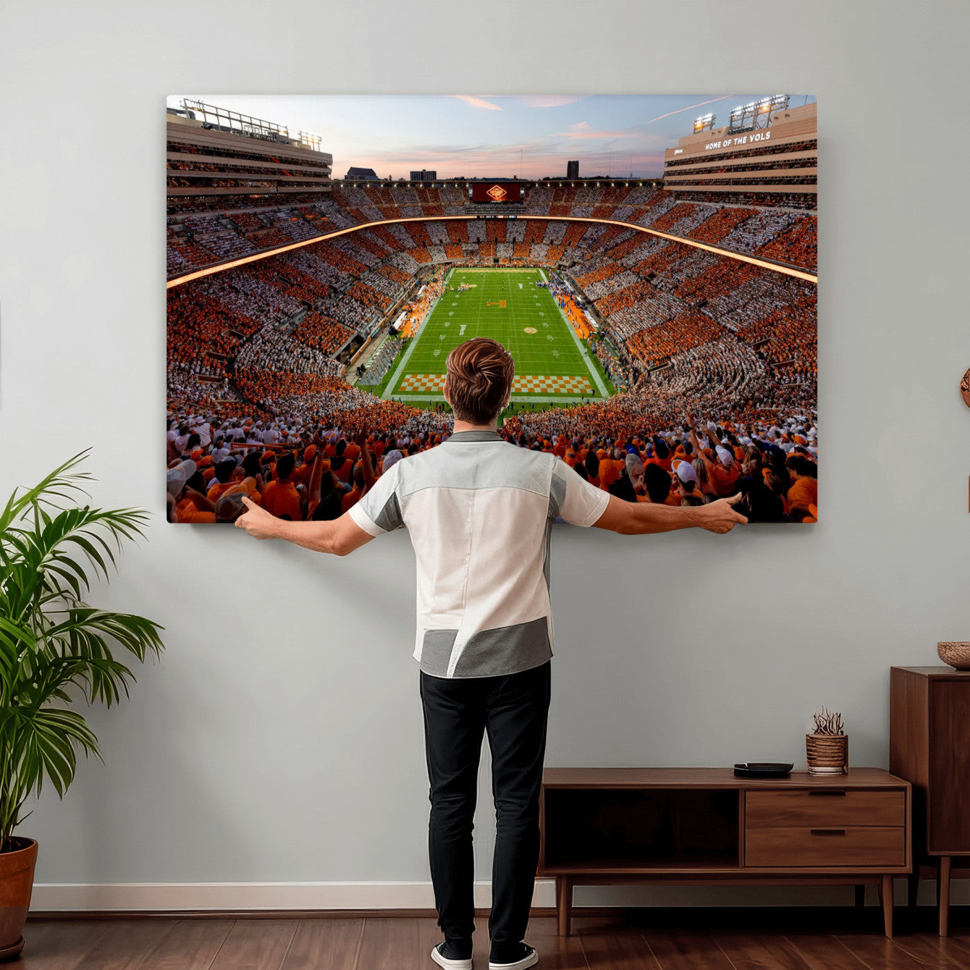 37160229-MGV-CV-36X24 - Tennessee Neyland Stadium Wall Art, Sports Arena Canvas Print, Panoramic Stadium Canvas Artwork for Home, Office