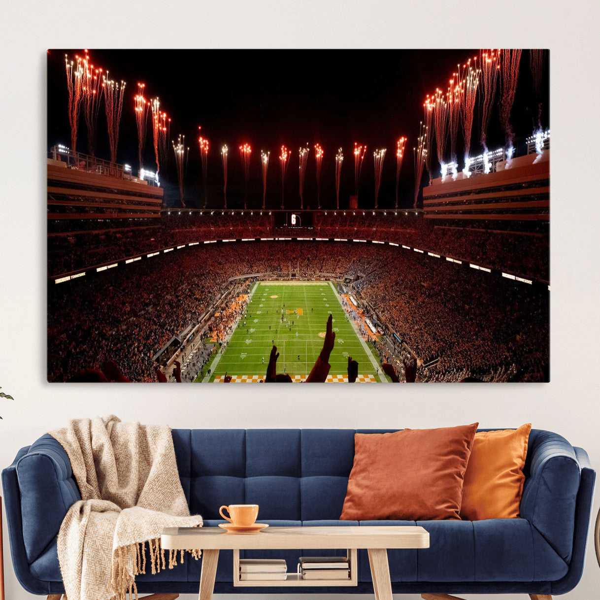73358115-MGV-CV-36X24 - Tennessee Neyland Stadium Wall Art, Sports Arena Canvas Print, Panoramic Stadium Canvas Artwork for Home, Office