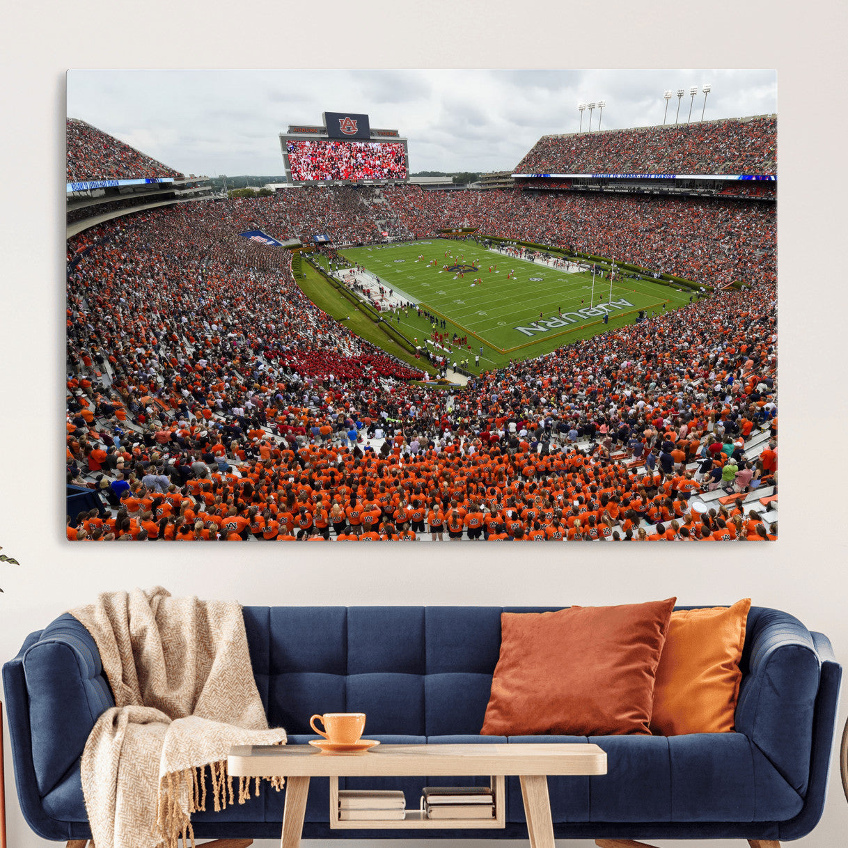 39597998-MGV-CV-36X24-Jordan-Hare Stadium Wall Art Canvas Print, College Sports Art for Man Cave or Game Room, Framed Alabama Football Decor