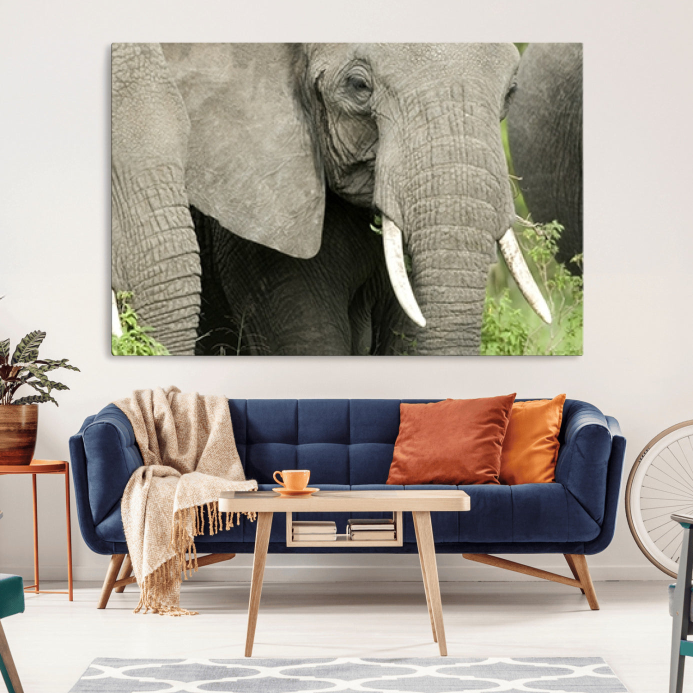 39051-MGV-CV-36X24-Wild Elephant Wall Art Canvas Print