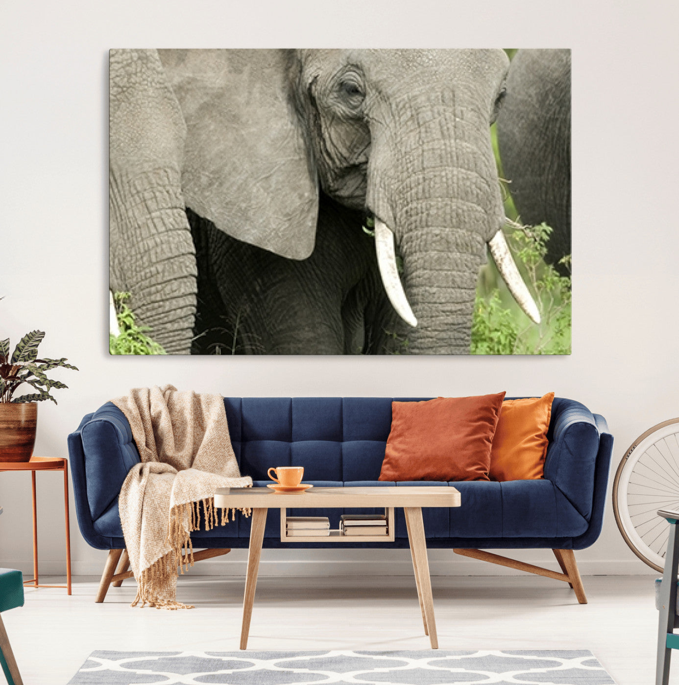 39051-MGV-CV-36X24-Wild Elephant Wall Art Canvas Print