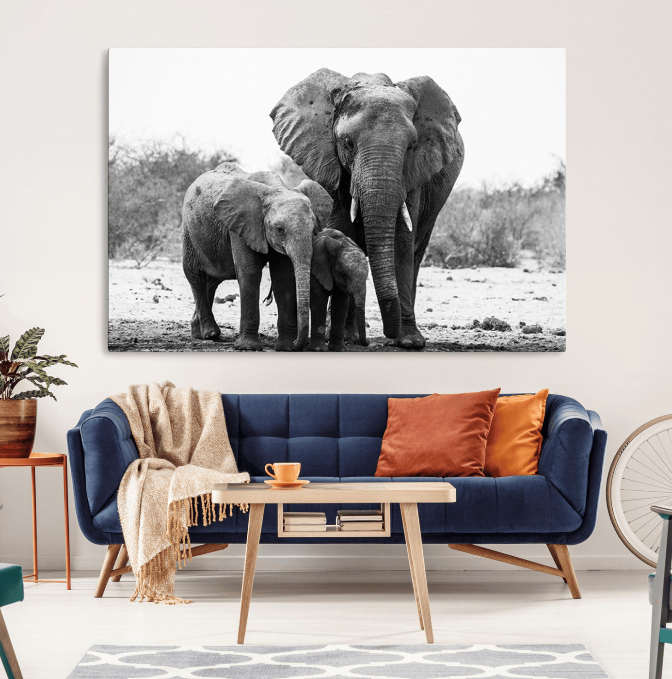 75636-MGV-CV-36X24-Elephant Family Africa Wall Art Canvas Print