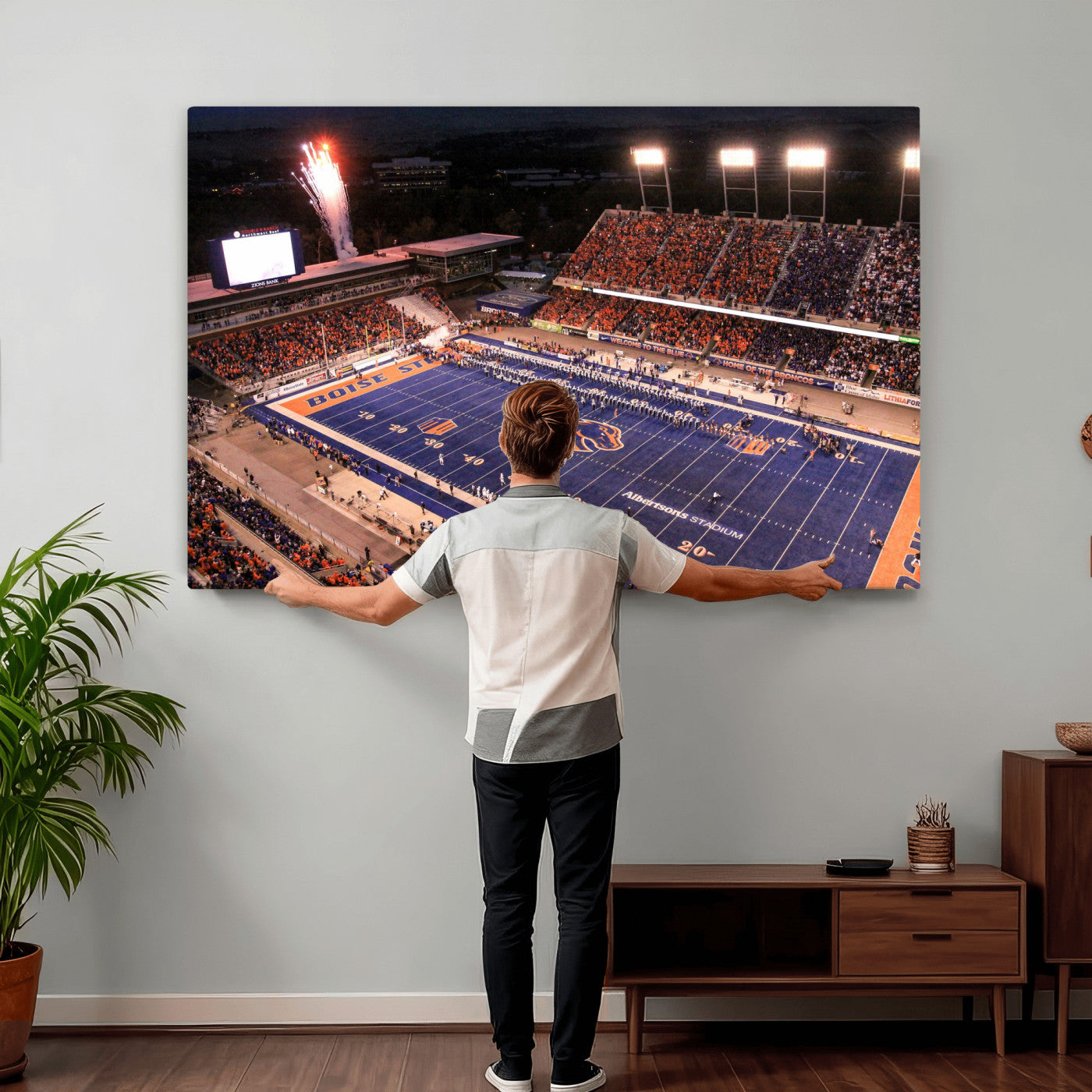 58849575-MGV-CV-36X24 - Boise State Stadium Large Wall Art Canvas Print for Living Room Office Wall Decor