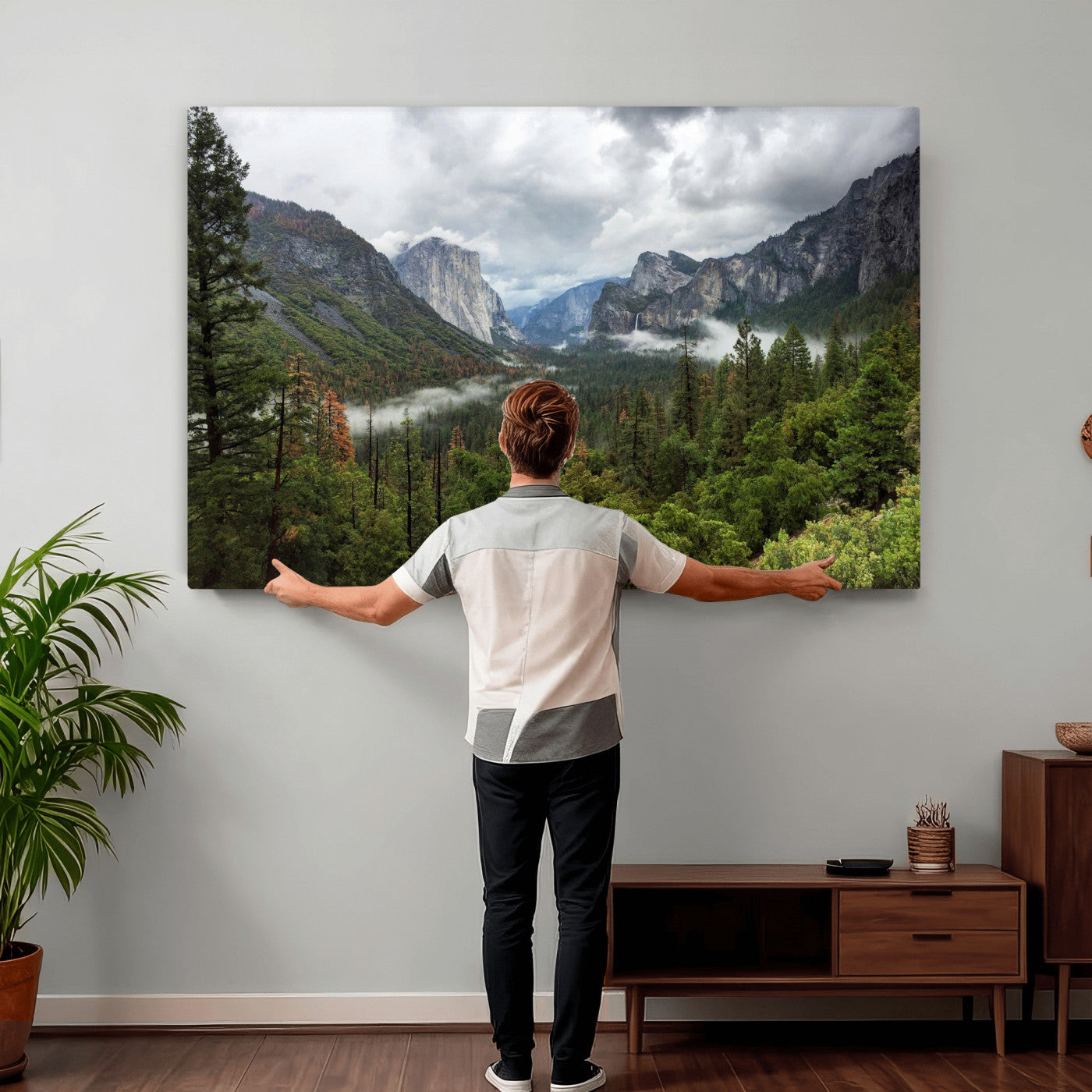 46168759-MGV-CV-36X24 - Yosemite Valley Wall Art Canvas Print, El Capitan Mountain Landscape Nature Wall Decor