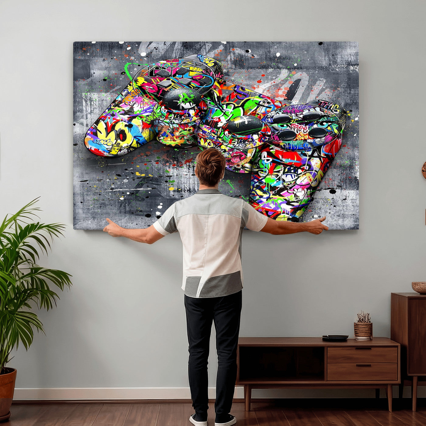 42929610-MGV-CV-36X24 - Graffiti Canvas Wall-Art For Bedroom - Gaming Wall Art For Teen Boys - Abstract Painting Pop Art Modern Home Wall Decor Ready to Hang
