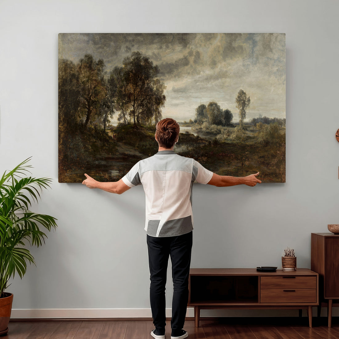 Adolf Dressler Landscape of the Oder River Wall Art Canvas Print