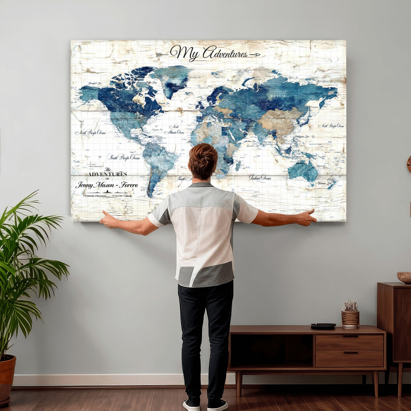 18761277-MGV-CV-36X24 - Watercolor World Map Canvas Wall Art Print – Abstract Colorful Travel Wall Decor