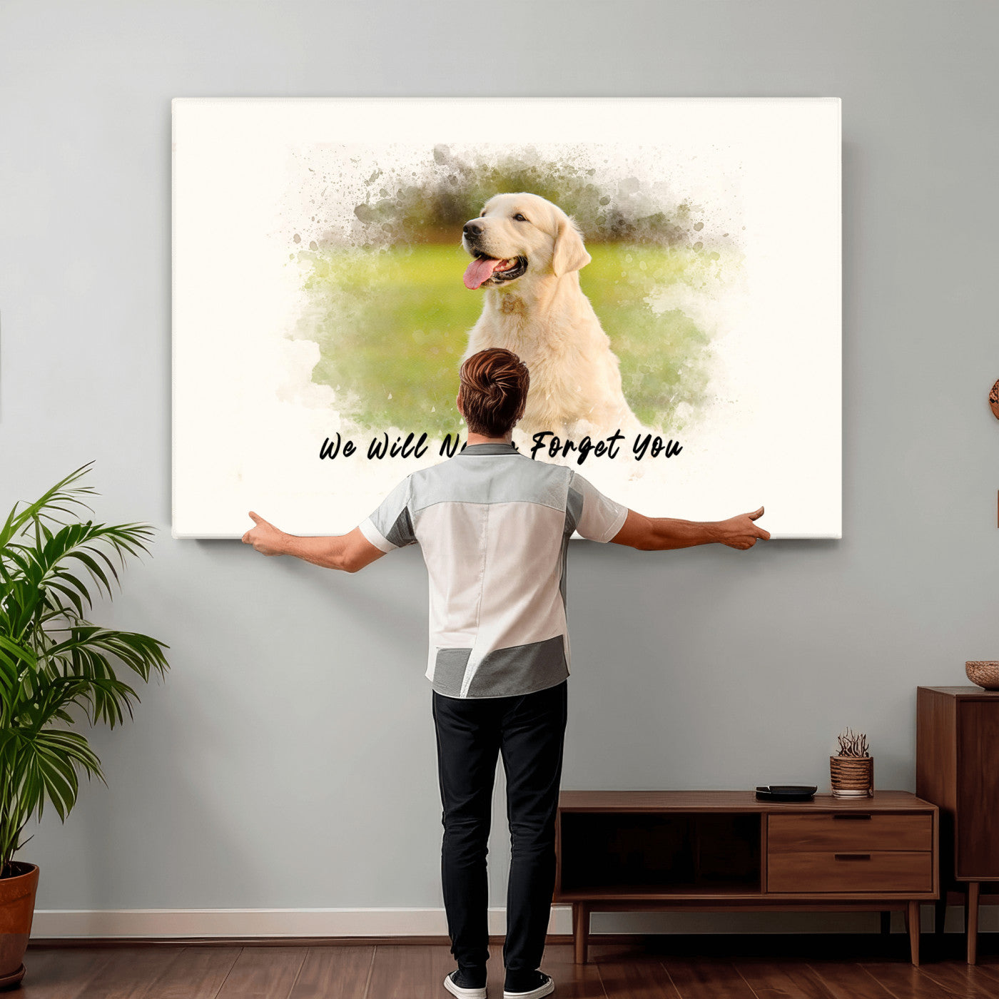 78367466-MGV-CV-36X24 - Pet Memorial Wall Art Canvas Print, Custom Dog Memorial Portrait, Personalized Angel Pet Loss Gift, Angel Wings Puppy Print