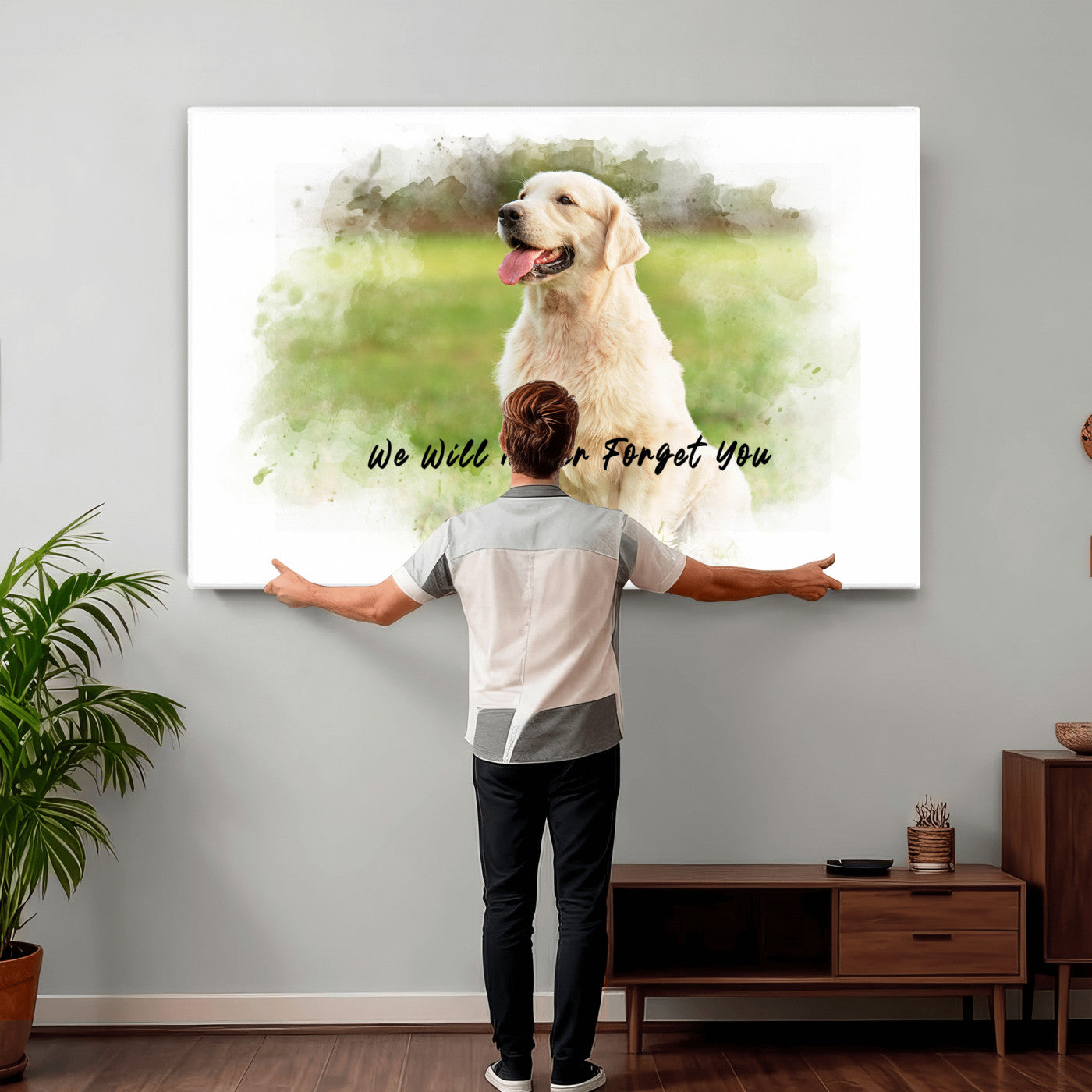 38460512-MGV-CV-36X24 - Abstract Pet Memorial Wall Art Canvas Print, Custom Dog Memorial Portrait, Personalized Angel Pet Loss Gift, Angel Wings Puppy Print