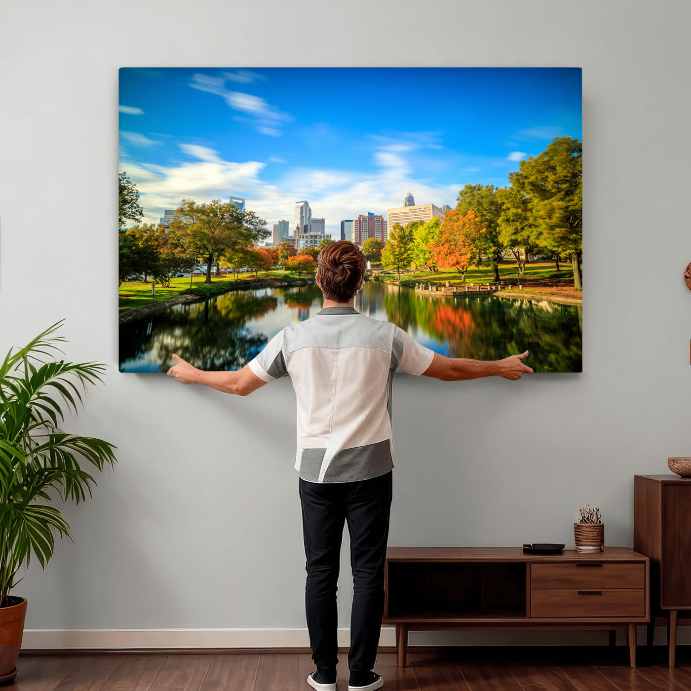 83254720-MGV-CV-36X24 - Charlotte Skyline Canvas Wall Art Print – North Carolina Cityscape Photography Print