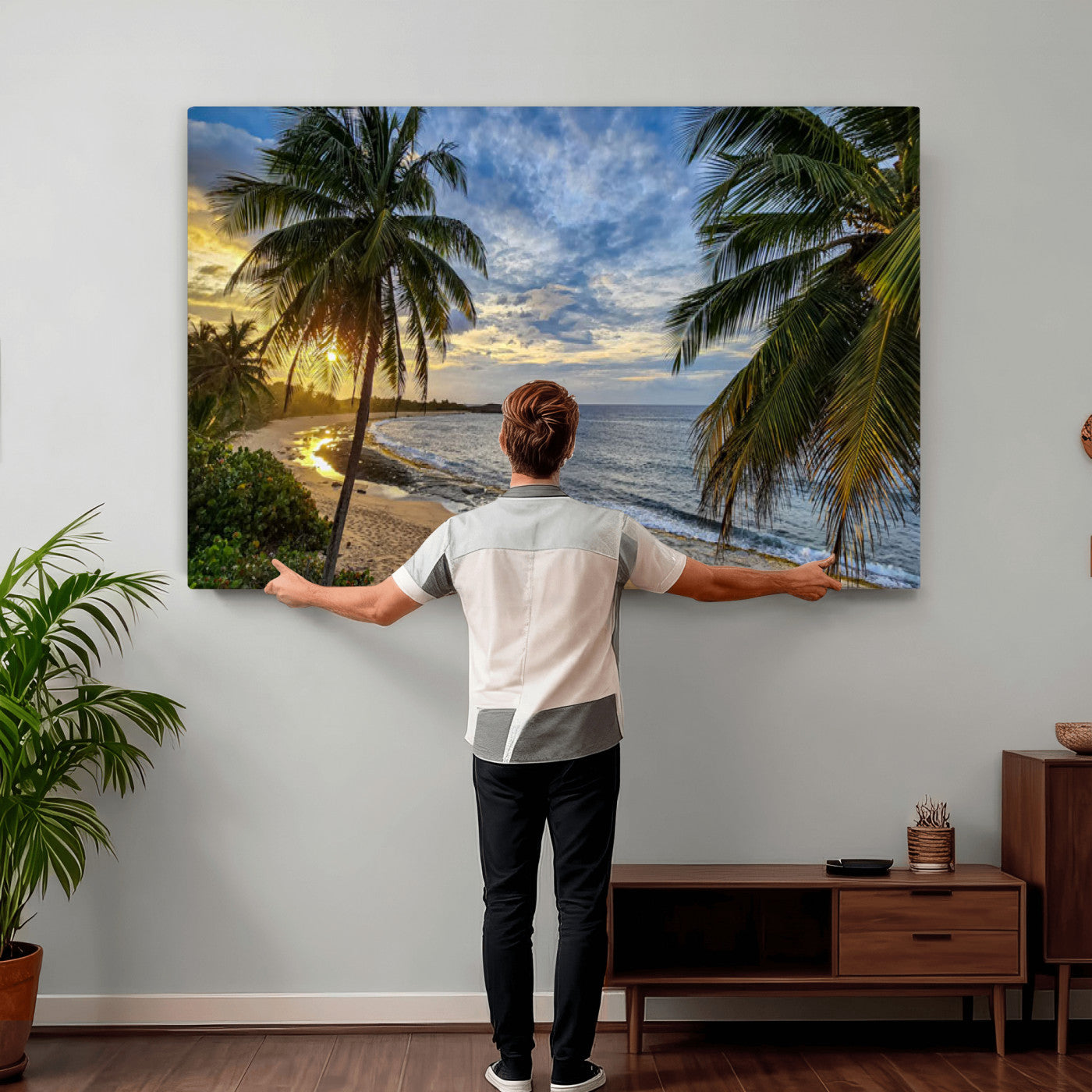 40002010-MGV-CV-36X24 - Mar Chiquita Beach Puerto Rico Canvas Wall Art, Manati Caribbean Coastal Photography Print, Tropical Ocean Sunset Decor