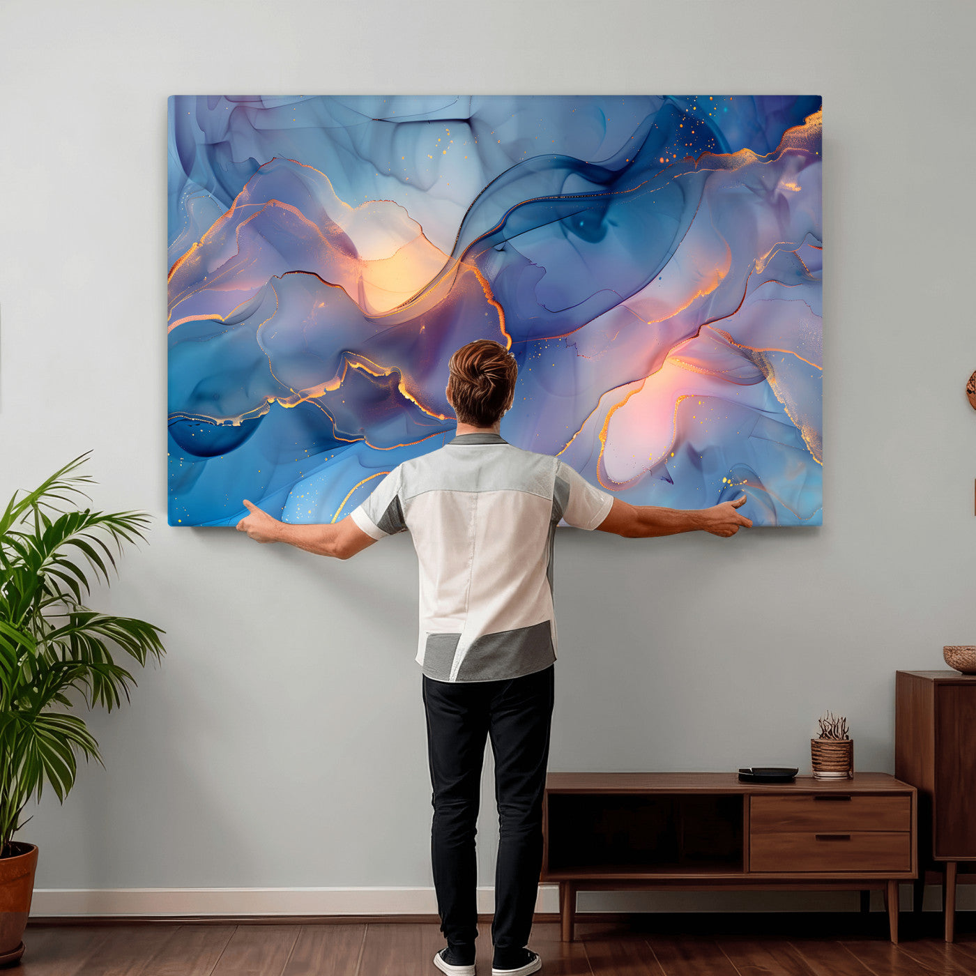13710509-MGV-CV-36X24 - Colorful Abstract Canvas Wall Art Print, Vibrant Popup Color Art Print