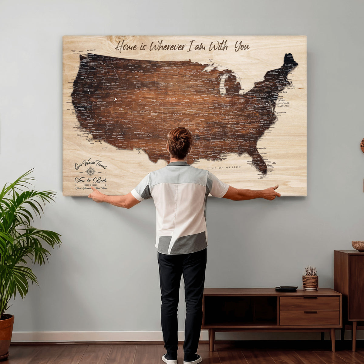 16274332-_Poster-30x20 - Personalized USA Push Pin Travel Map Canvas for Adventure Wall Decor