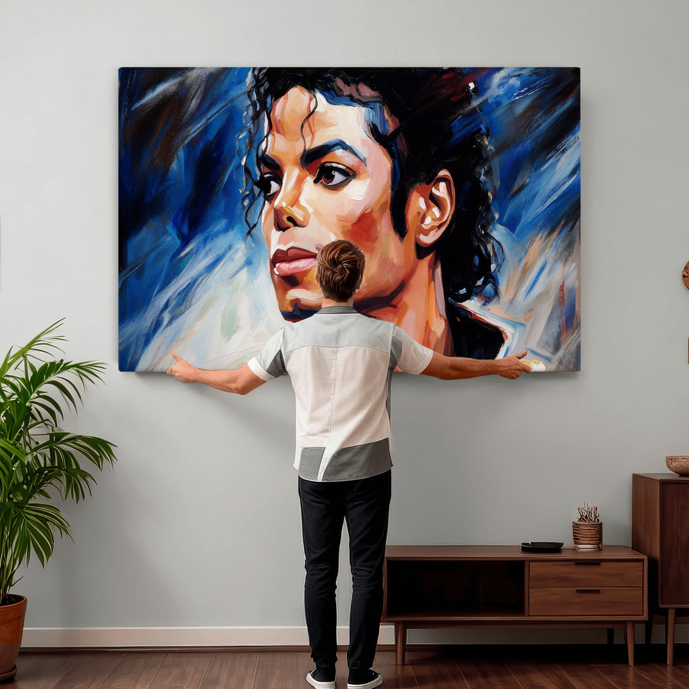 51466481-MGV-CV-36X24 - Abstract Michael Jackson Photo Wall Art Canvas Print