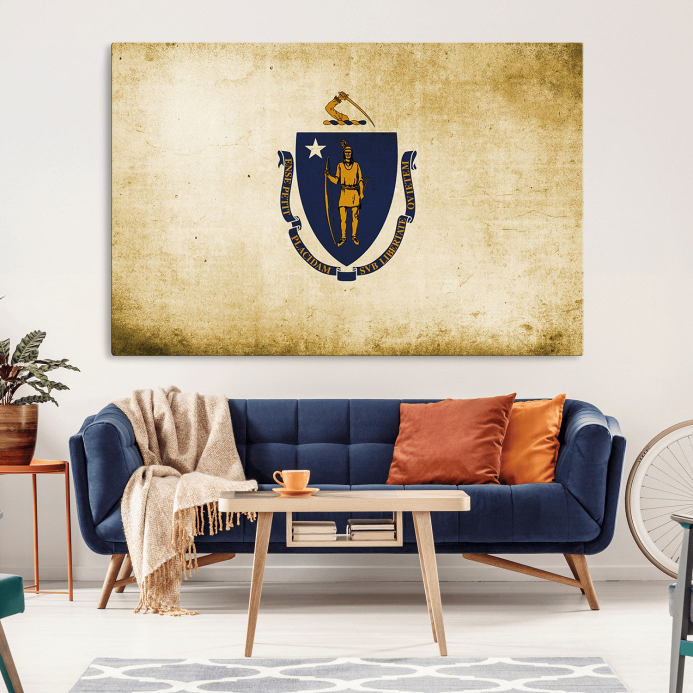 -Massachusetts Flag Wall Art Canvas Print