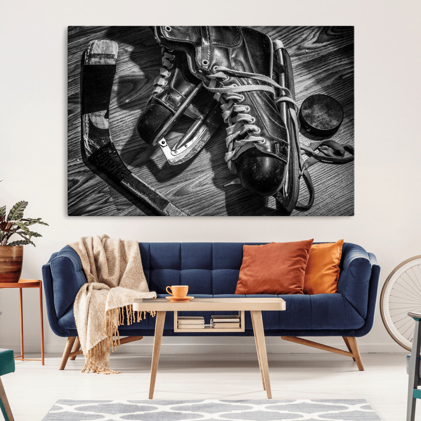 20553-MGV-CV-36X24-Old Pair of Mens Skates Wall Art Canvas, Men Skates Wall Art Print