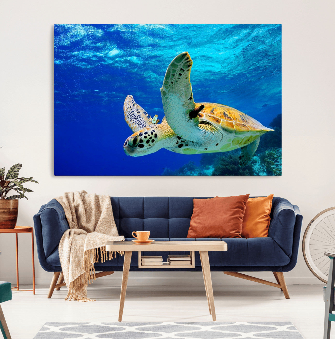 16292-MGV-CV-36X24-Sea Turtle Wall Art Canvas Print, Sea life in the Ocean Wall Art Printing