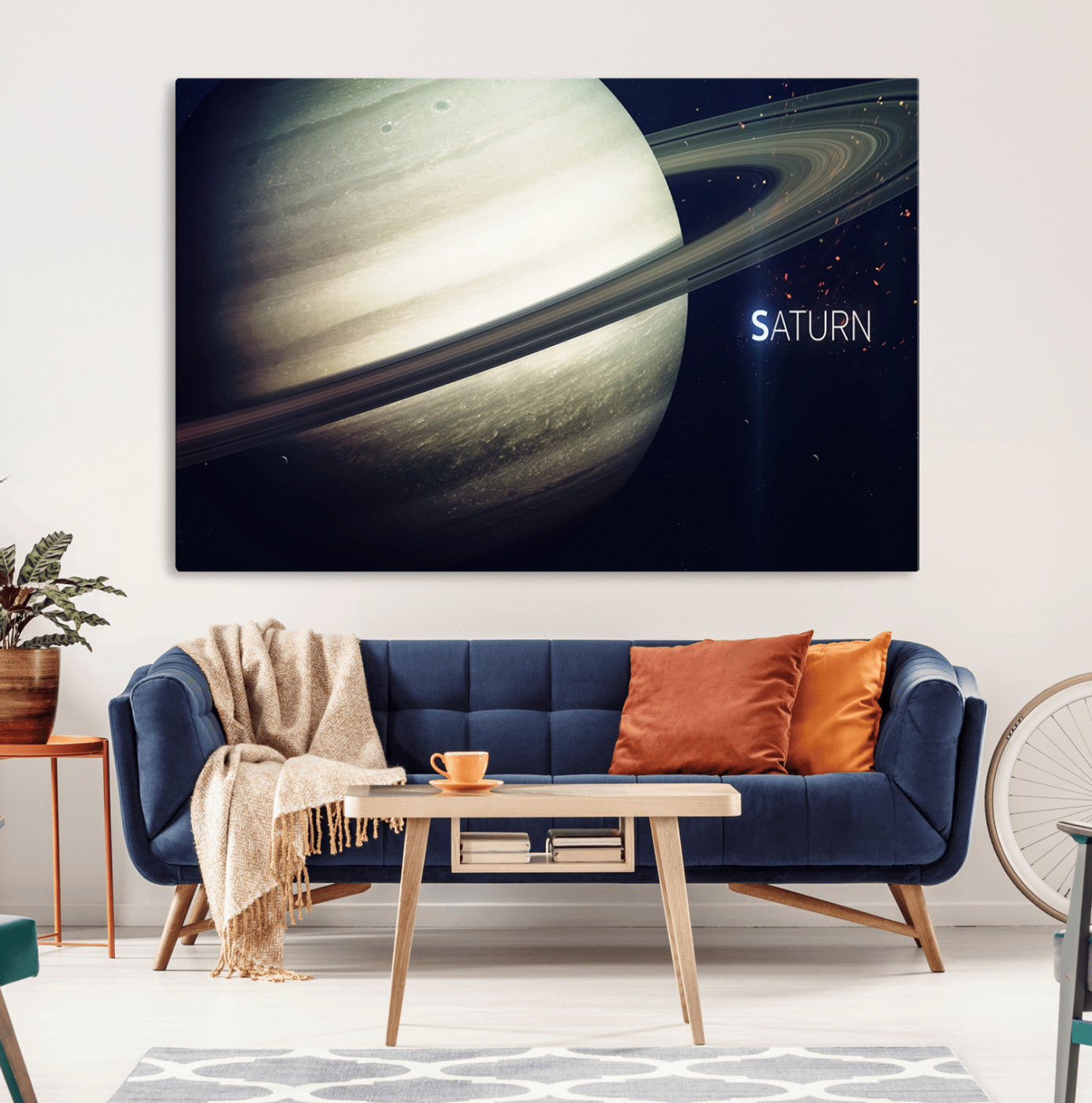 -Framed Saturn Wall Art Canvas Print