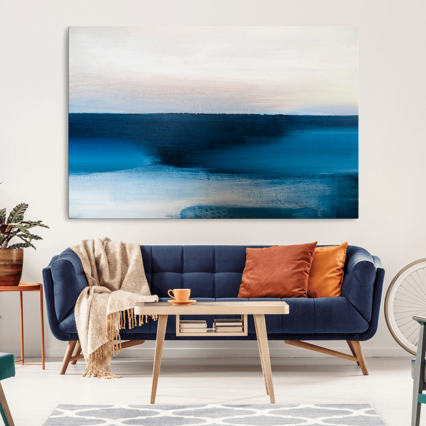 72452-MGV-CV-36X24-Dark Blue Abstract Wall Art Canvas Print