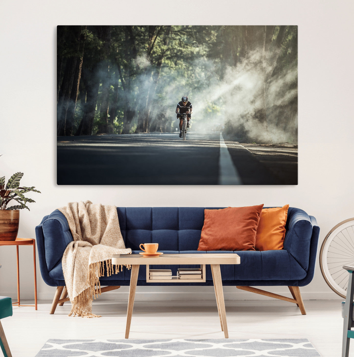 60298-MGV-CV-36X24-Cycling Road Bike in the Morning, Cycling Road Bike Canvas Print