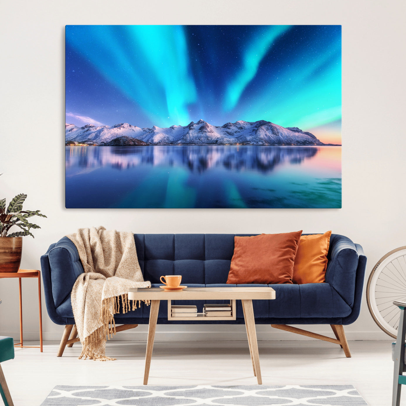 -Northern Lights above Mountain Wall Art, Northern Lights Wall Art Canvas Print