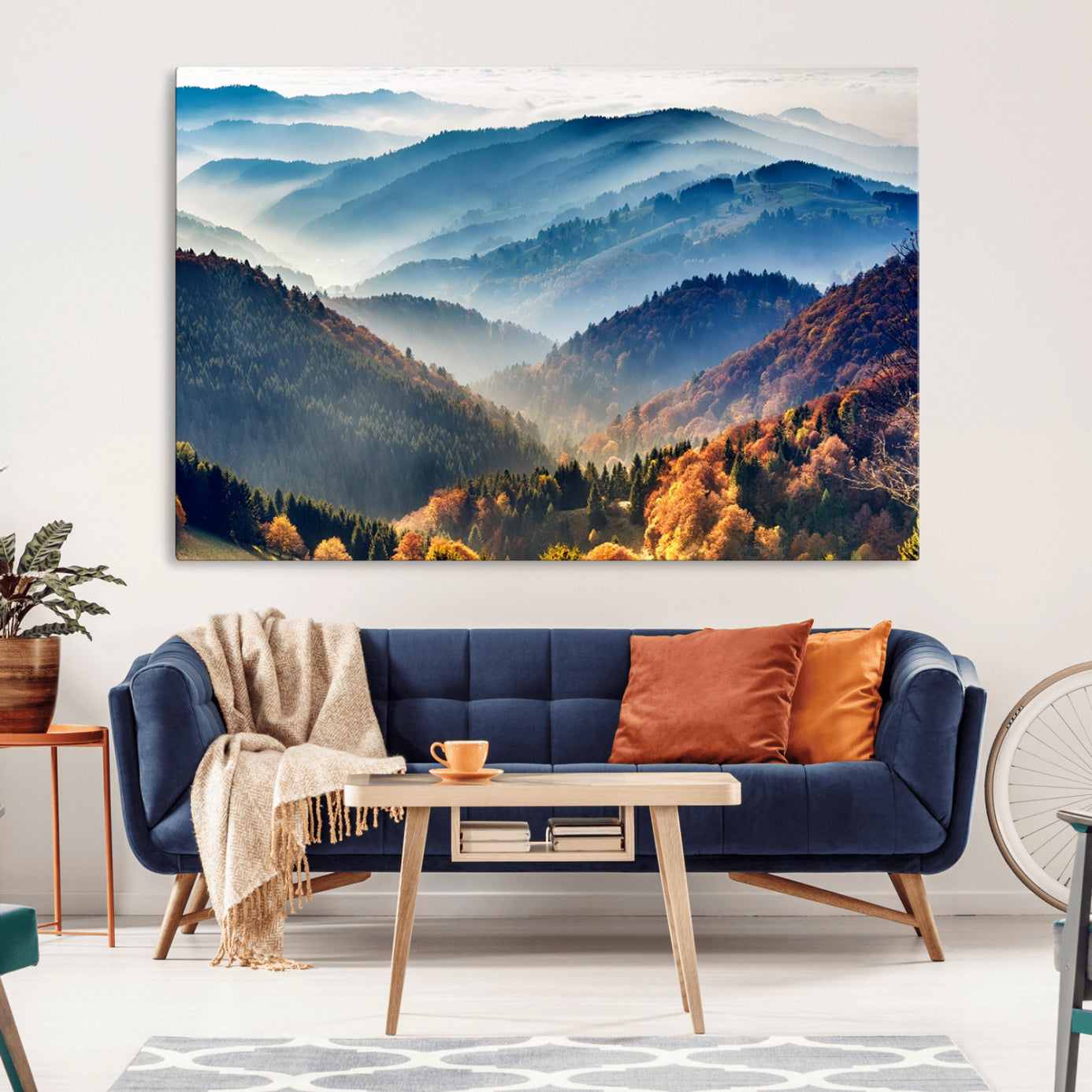 -Mountains Forest Autumn Wall Art Canvas Print