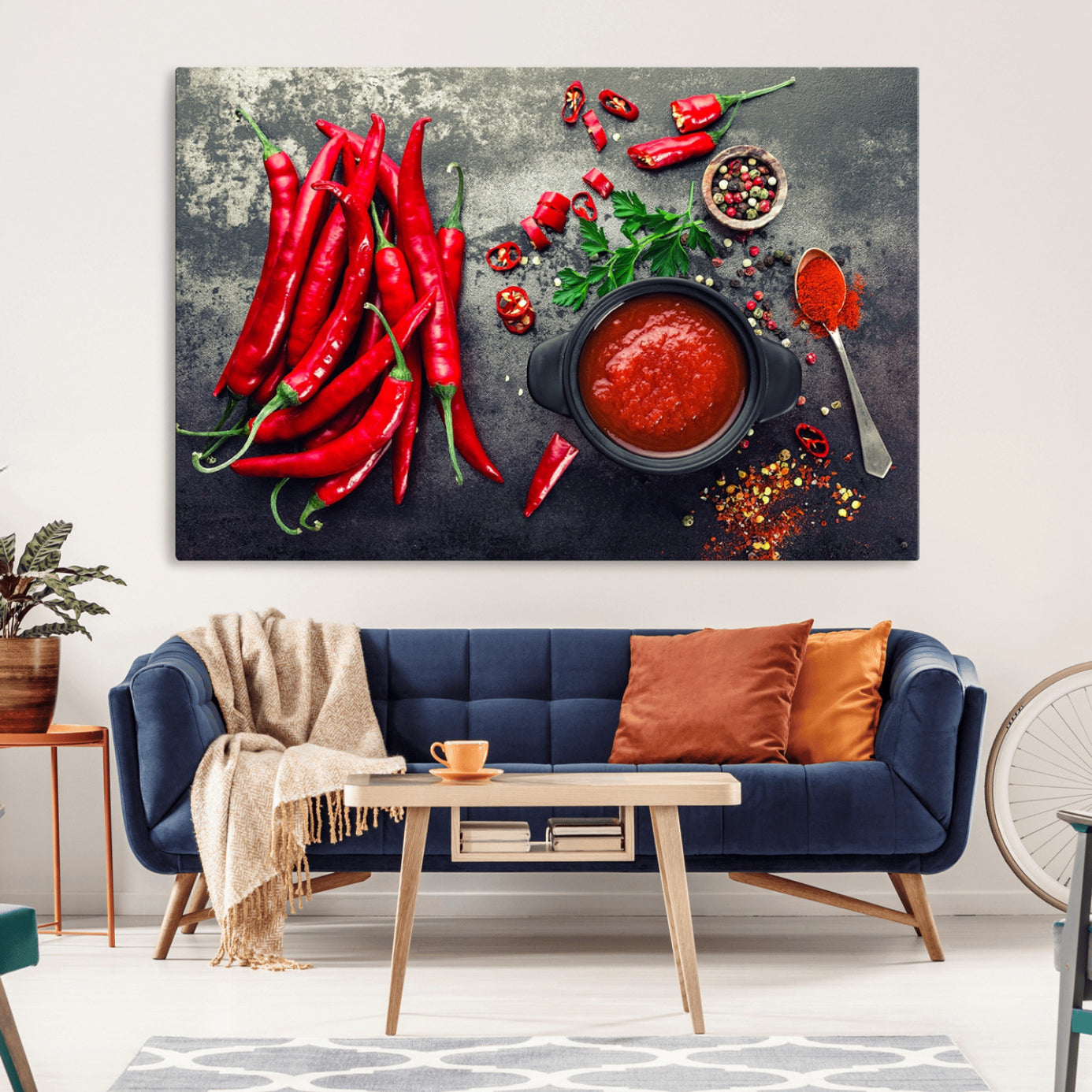 -Red Pepper Kitchen and Restaurant Wall Wall Art, Red Pepper Kitchen Wall Decor Canvas Print