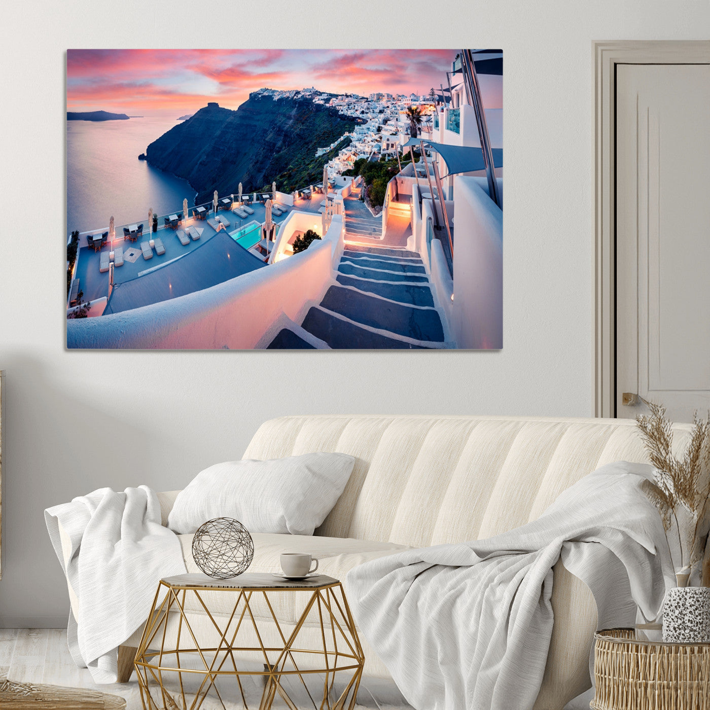 65067-MGV-CV-36X24-Greece Santorini Wall Art Landscape Canvas Print