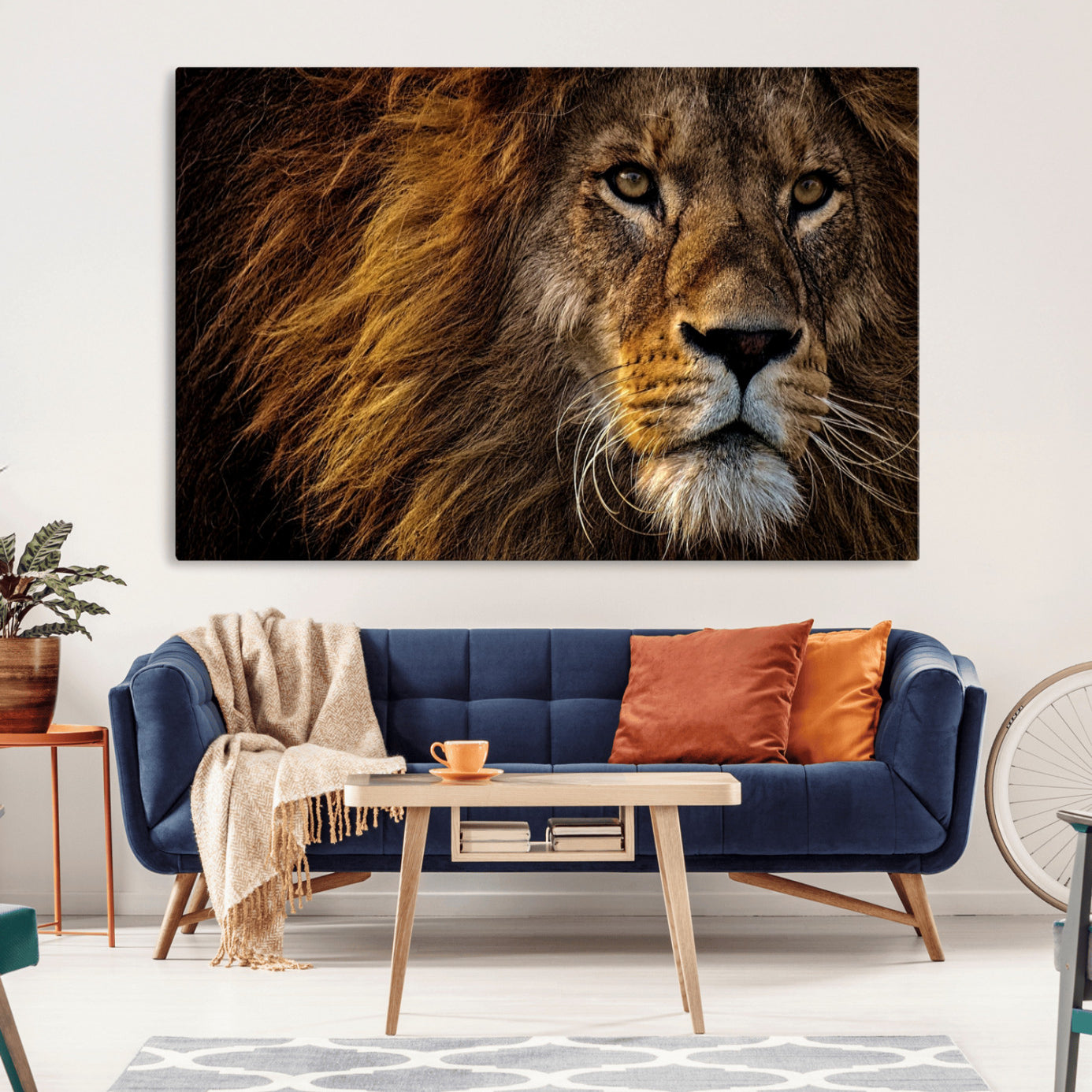 -Mighty Lion Wall Art Canvas Print – Majestic Animal Portrait Artwork for Home, Office, Living Room, Guest Room