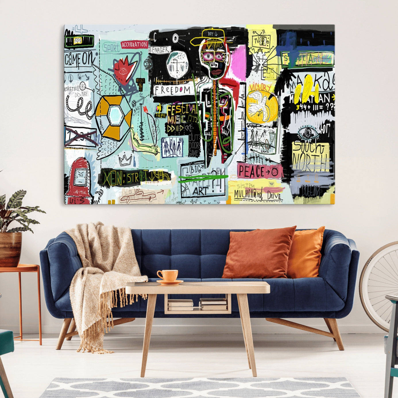 10504-MGV-CV-36X24-Graffiti Wall Art – Colorful Urban Street Canvas Print, Modern Expressionist Painting for Living Room, Studio or Office, Bold Art Decor